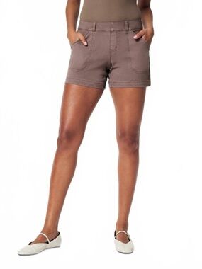 SPANX Stretch 4" Twill Shorts Smoke Brown Tummy Control Women’s Small NWT